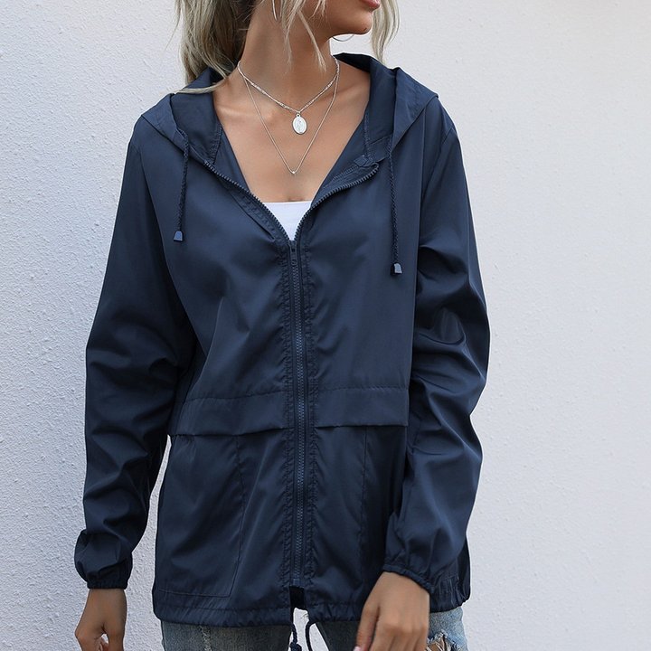 Women's jacket waterproof with zipper and hood stylish and practical