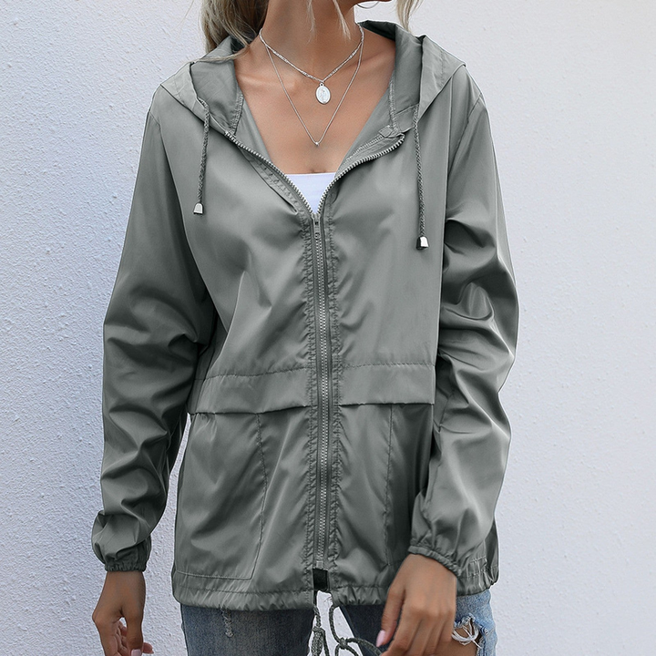 Women's jacket waterproof with zipper and hood stylish and practical