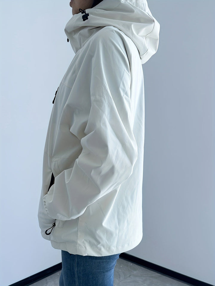 Women's windproof jacket with hood long sleeve for outdoor activities