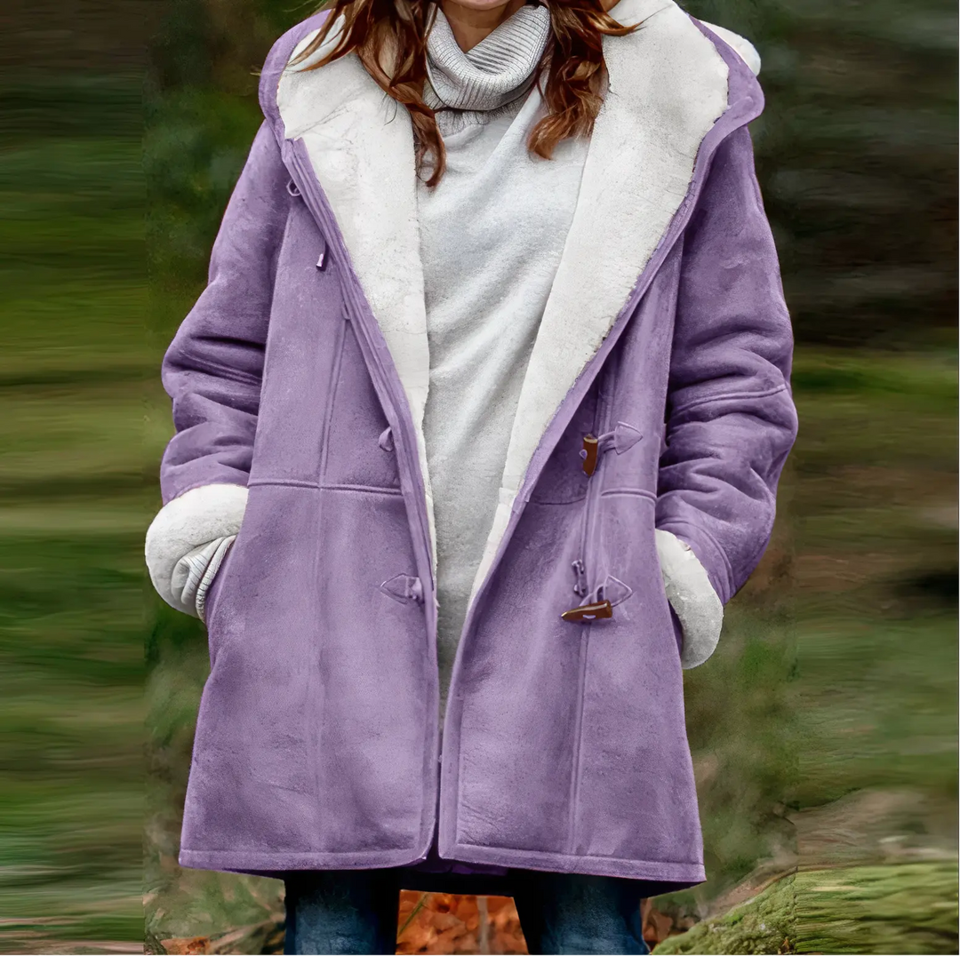 Women's jacket with vegan fur lining and tailored fit