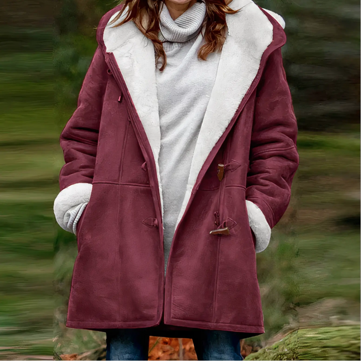 Women's jacket with vegan fur lining and tailored fit