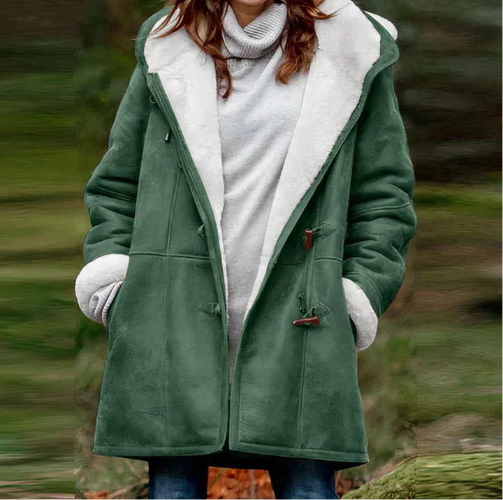 Women's jacket with vegan fur lining and tailored fit
