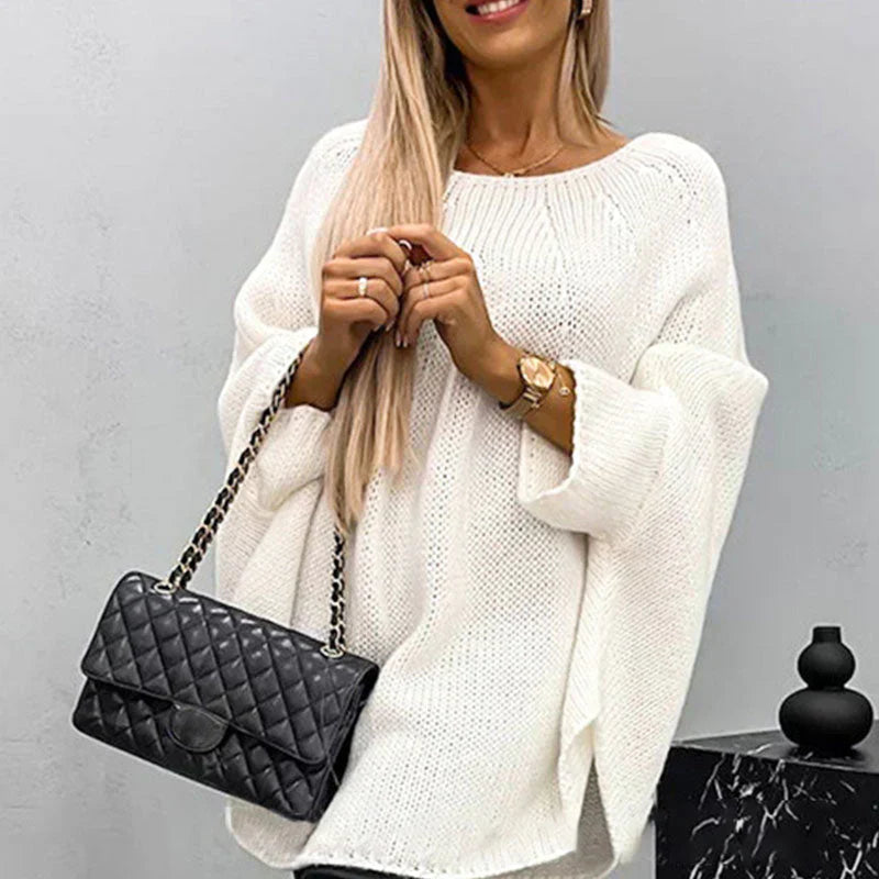 Sweter damski bawełniany gruby splot z dekoltem w łódkę