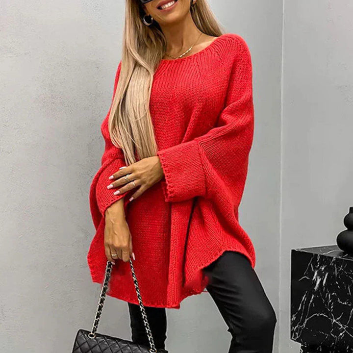 Sweter damski bawełniany gruby splot z dekoltem w łódkę