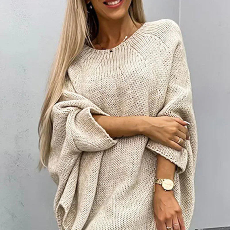 Sweter damski bawełniany gruby splot z dekoltem w łódkę