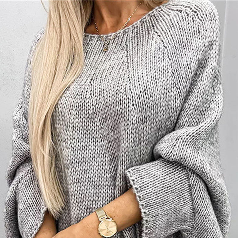 Sweter damski bawełniany gruby splot z dekoltem w łódkę