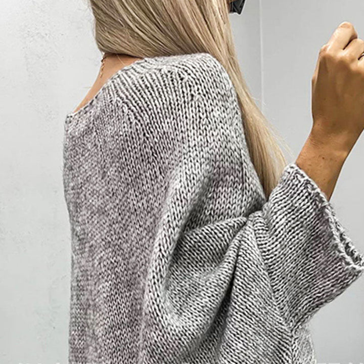 Sweter damski bawełniany gruby splot z dekoltem w łódkę