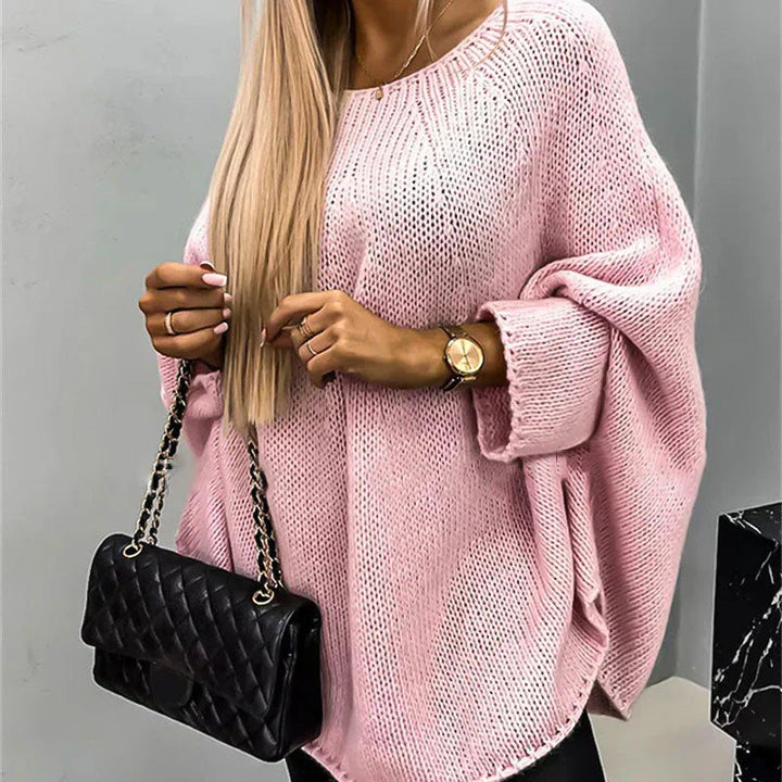 Sweter damski bawełniany gruby splot z dekoltem w łódkę
