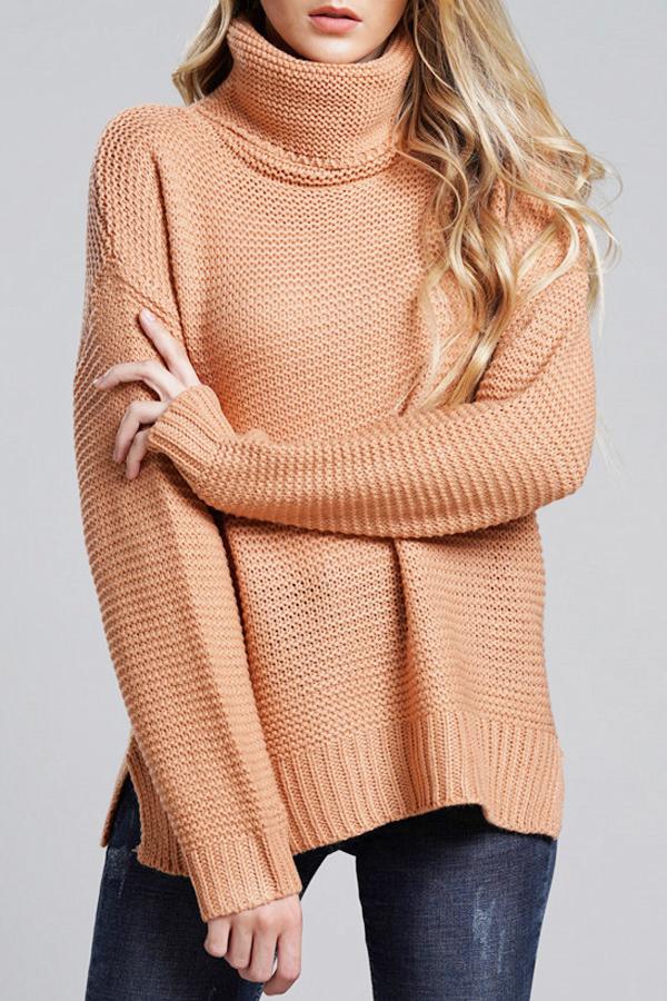 Women's sweater chunky knit high turtleneck