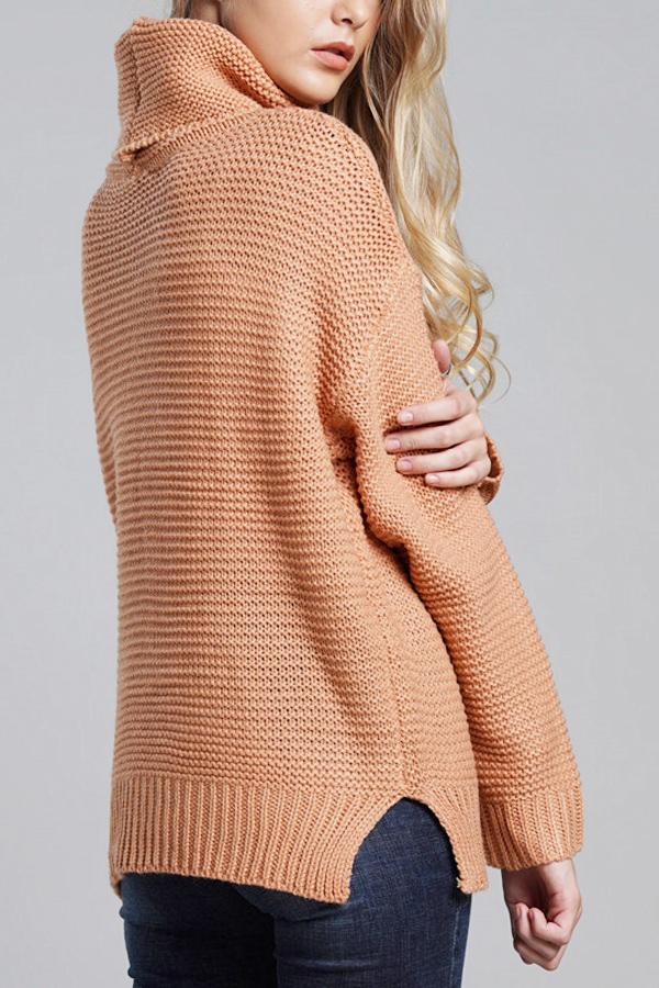 Women's sweater chunky knit high turtleneck