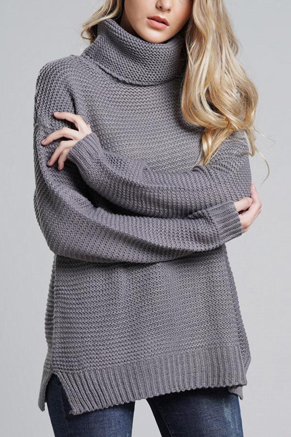 Women's sweater chunky knit high turtleneck