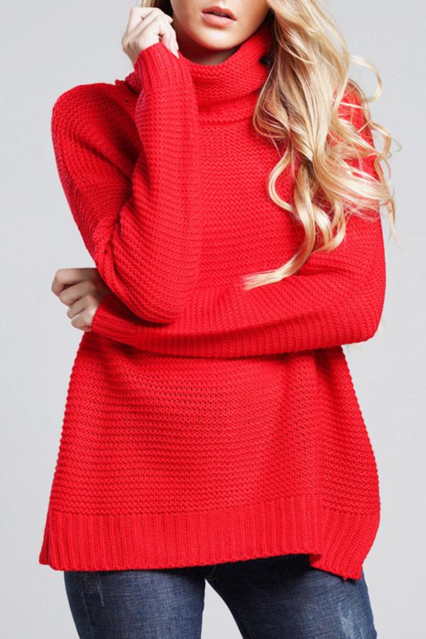 Women's sweater chunky knit high turtleneck