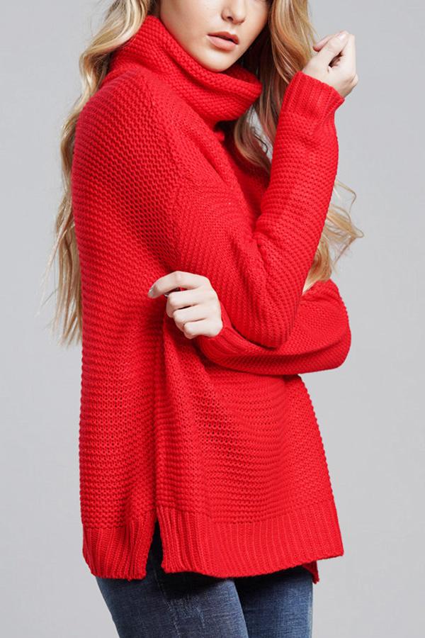 Women's sweater chunky knit high turtleneck
