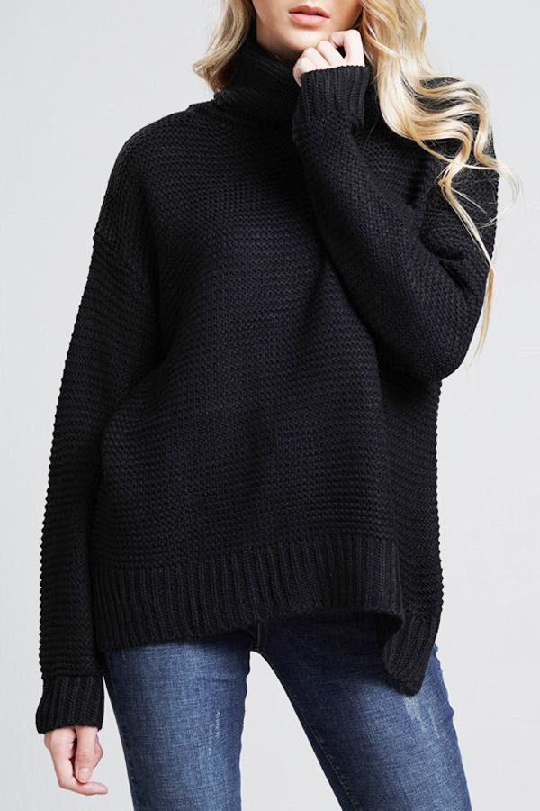 Women's sweater chunky knit high turtleneck