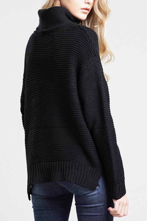 Women's sweater chunky knit high turtleneck