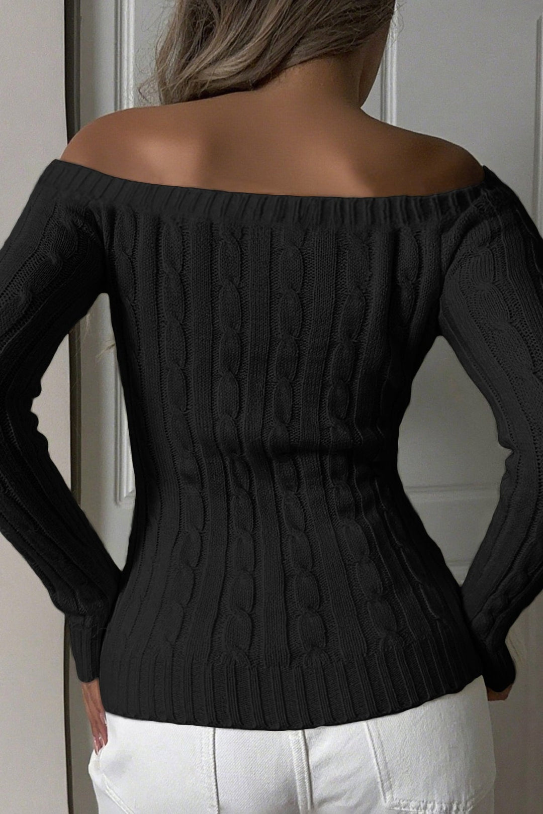 Damenpullover Langarm Schulterfrei Slim Fit 6