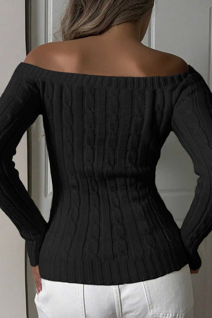 Damenpullover Langarm Schulterfrei Slim Fit 6