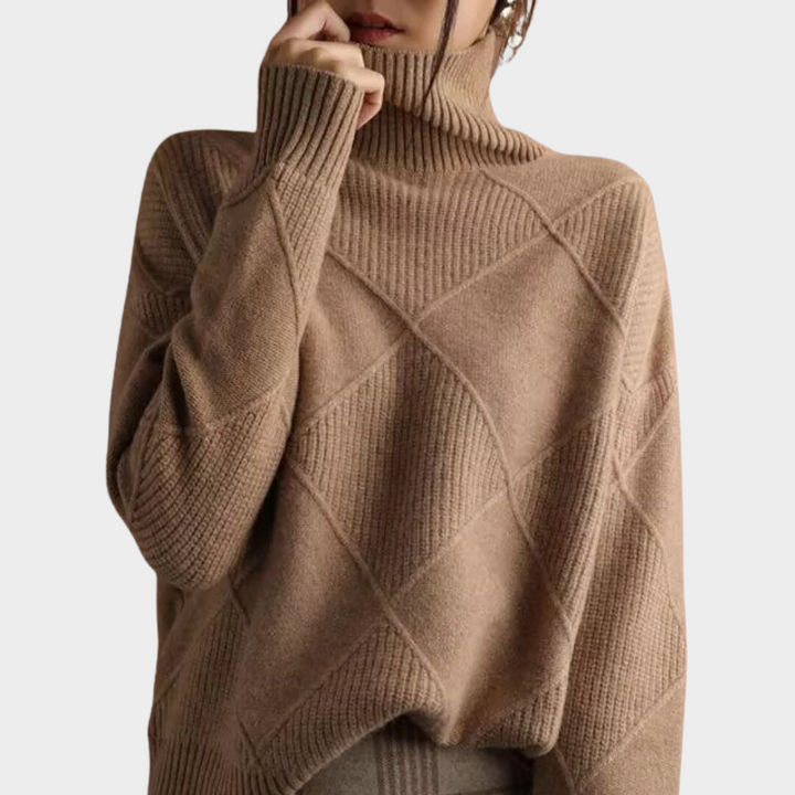 Women's Sweater Turtleneck Cotton Elegant Style