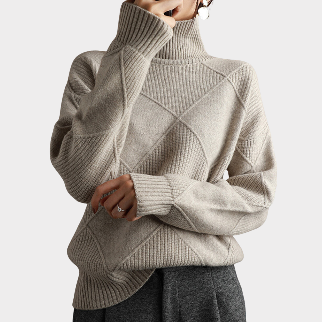 Women's Sweater Turtleneck Cotton Elegant Style