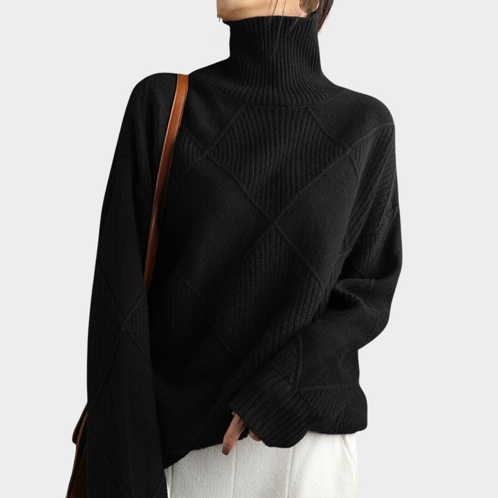 Women's Sweater Turtleneck Cotton Elegant Style
