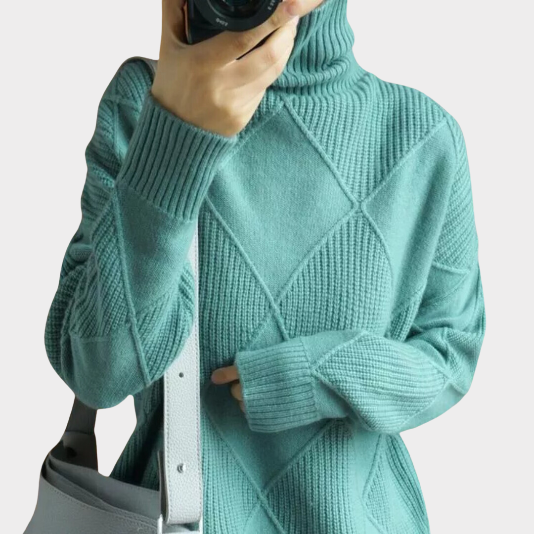 Women's Sweater Turtleneck Cotton Elegant Style
