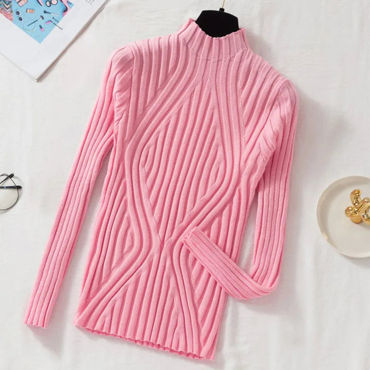 Women's sweater turtleneck knit long sleeve warm