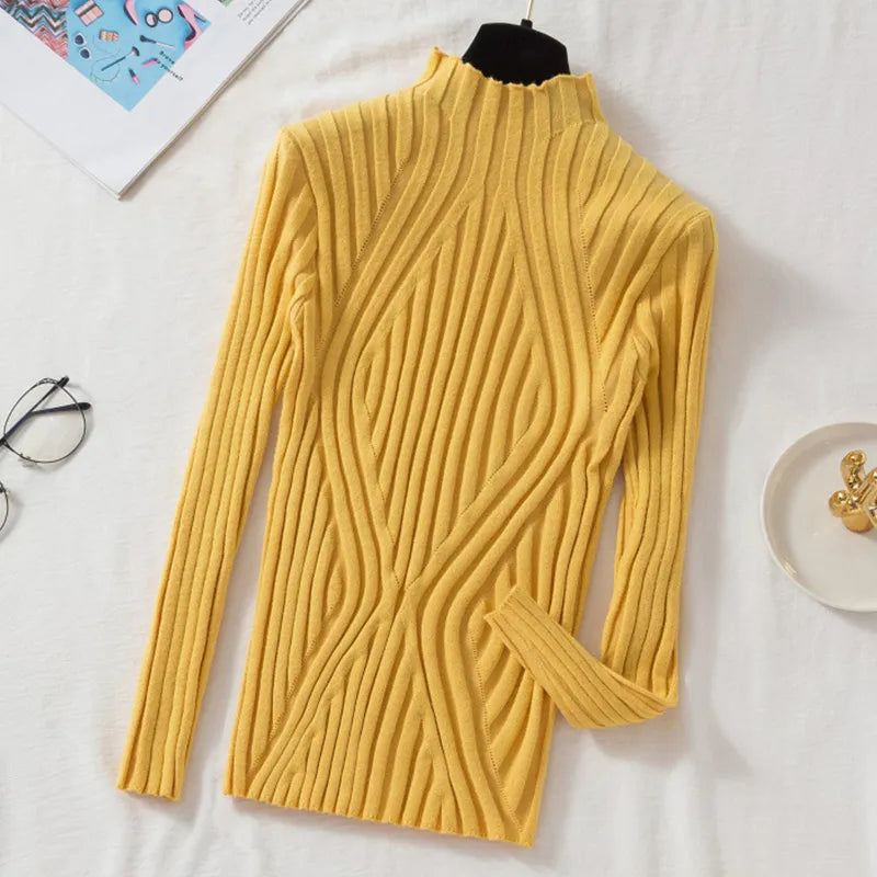 Women's sweater turtleneck knit long sleeve warm