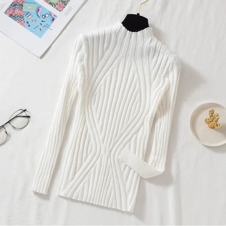 Women's sweater turtleneck knit long sleeve warm