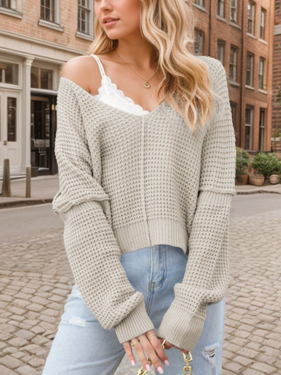 Women's Sweater V-Neck Knit Warm and Elegant