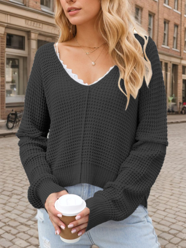 Women's Sweater V-Neck Knit Warm and Elegant