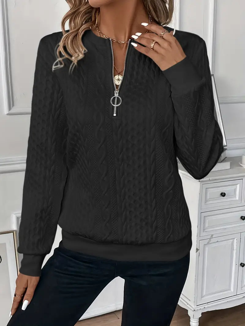 Women's zip-up sweater made of soft material classic cut