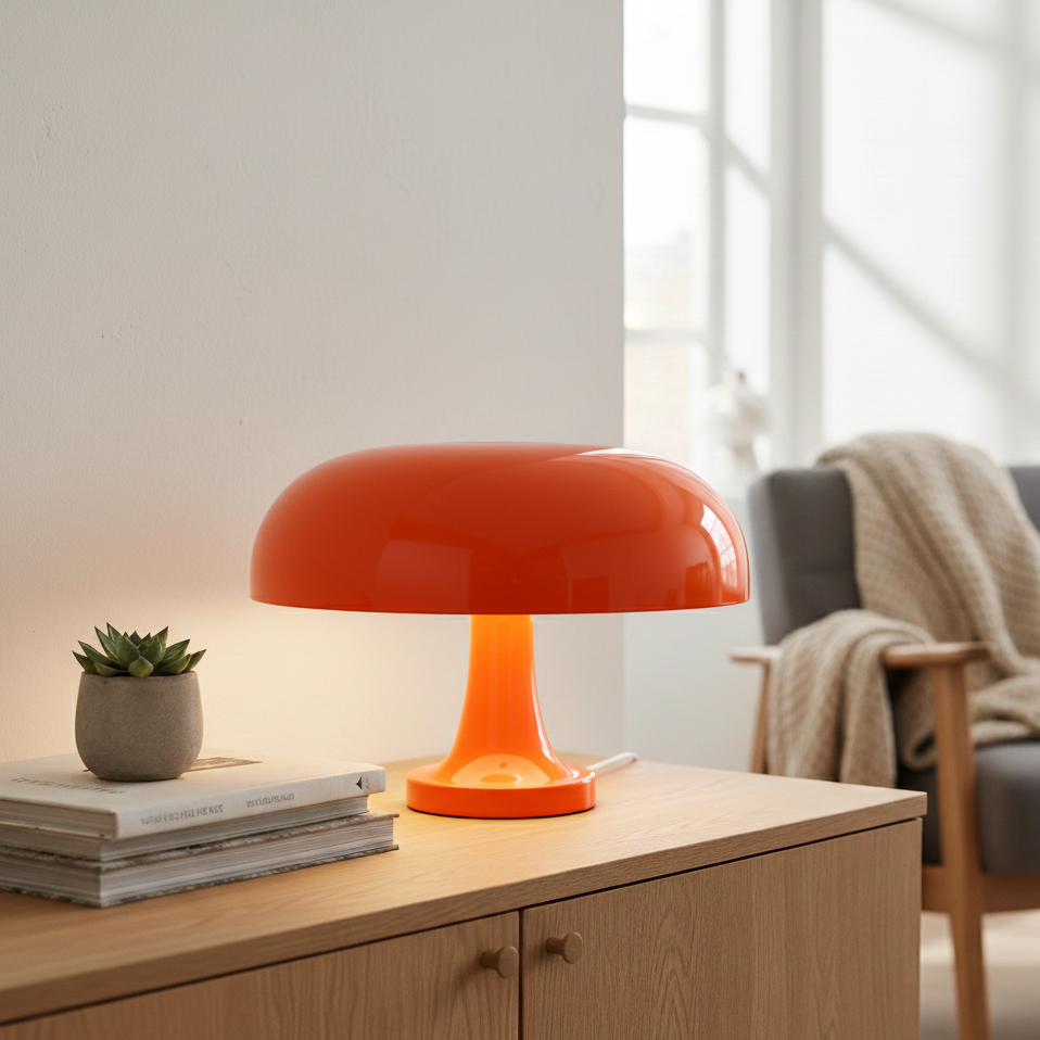 Dimm­bare LED Tischlampe im Bauhaus-Stil – Skandinavische Tischleuchte in Pilzform für Nachtisch und Büro, Warm- und Kaltweiß 0