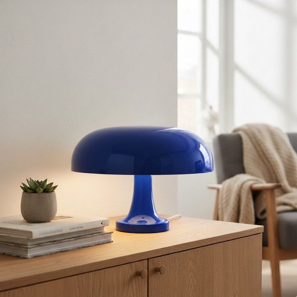 Dimm­bare LED Tischlampe im Bauhaus-Stil – Skandinavische Tischleuchte in Pilzform für Nachtisch und Büro, Warm- und Kaltweiß 9