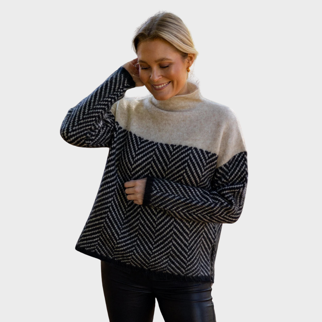 Dorothy | Two-tone cotton turtleneck sweater
