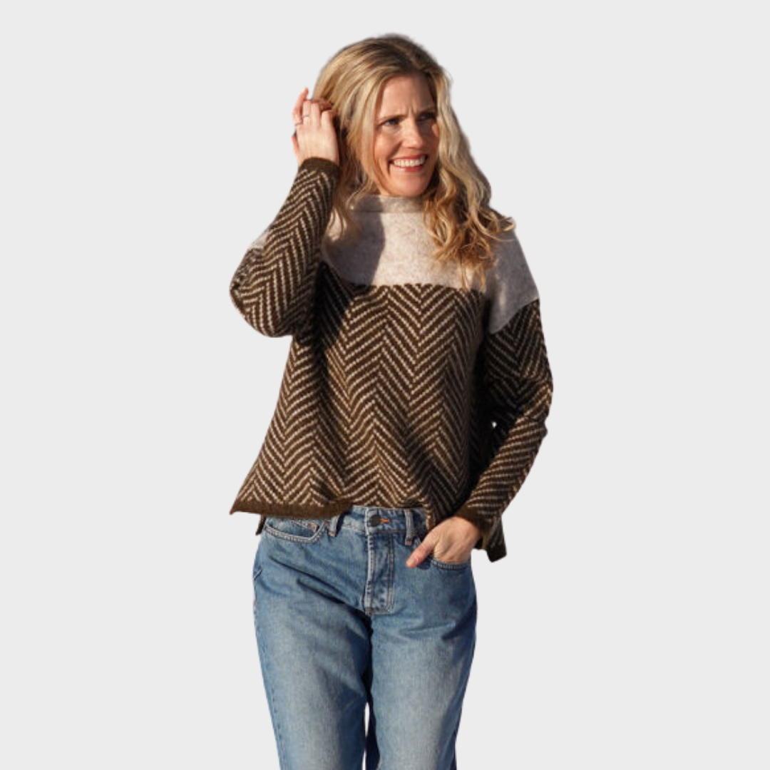 Dorothy | Two-tone cotton turtleneck sweater