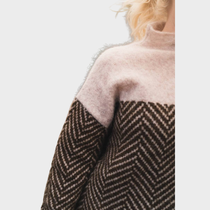 Dorothy | Two-tone cotton turtleneck sweater