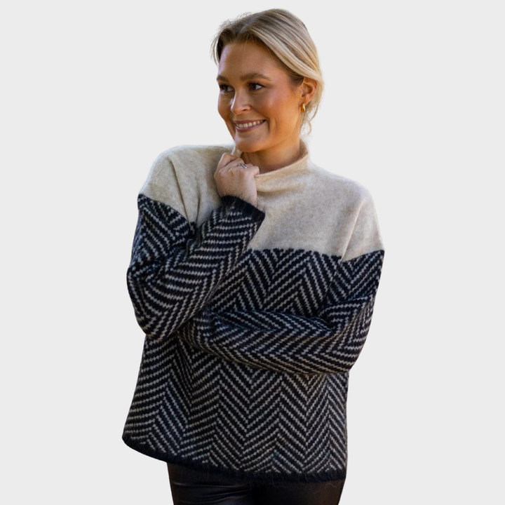 Dorothy | Two-tone cotton turtleneck sweater