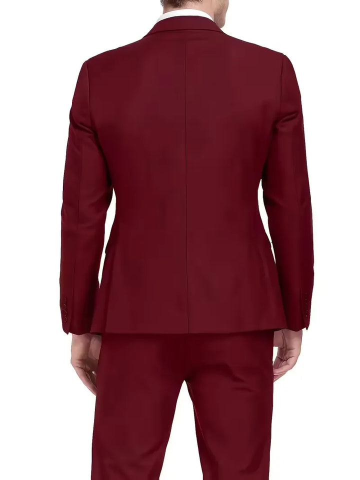 Slim-Fit-Dreiteiler für Herren – Eleganter, formeller Stil mit glänzender Oberfläche