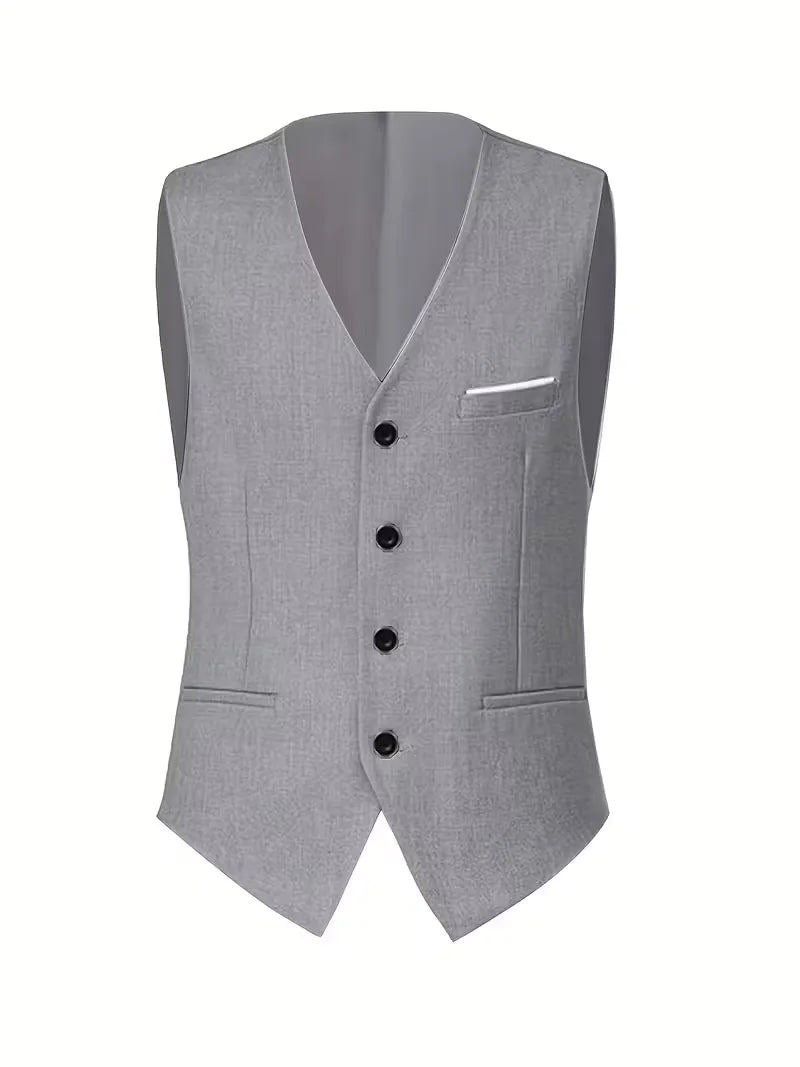 Slim-Fit-Dreiteiler für Herren – Eleganter, formeller Stil mit glänzender Oberfläche