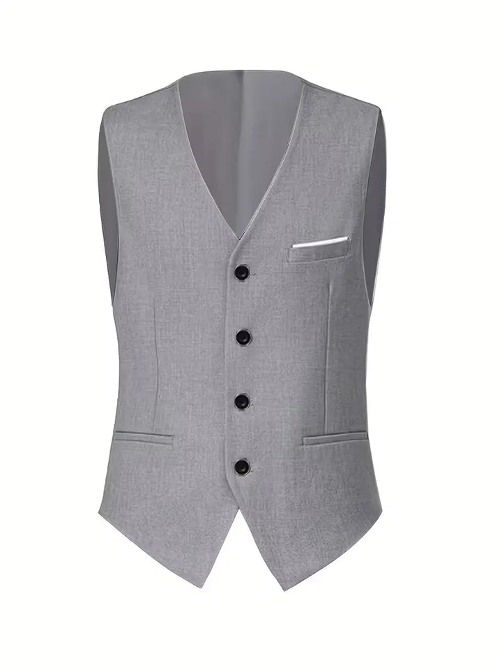 Slim-Fit-Dreiteiler für Herren – Eleganter, formeller Stil mit glänzender Oberfläche
