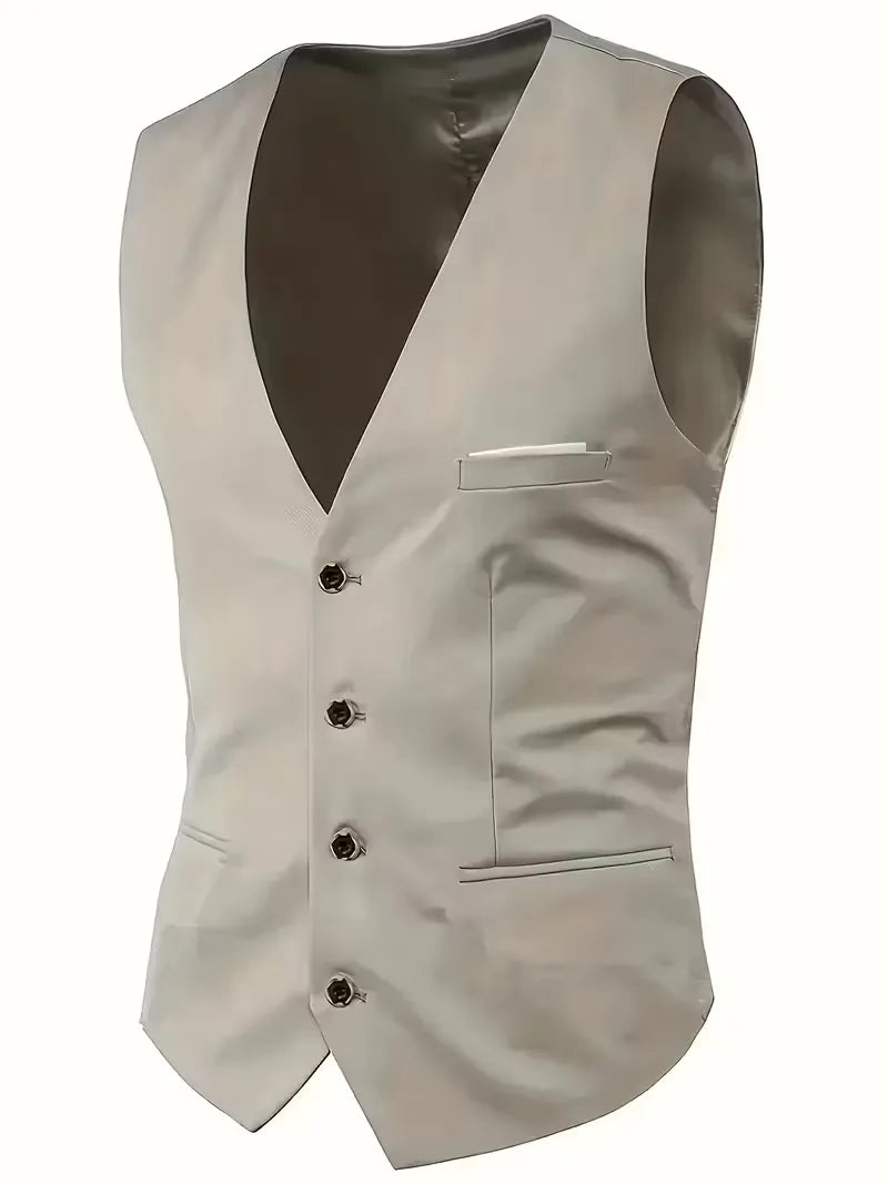 Slim-Fit-Dreiteiler für Herren – Eleganter, formeller Stil mit glänzender Oberfläche