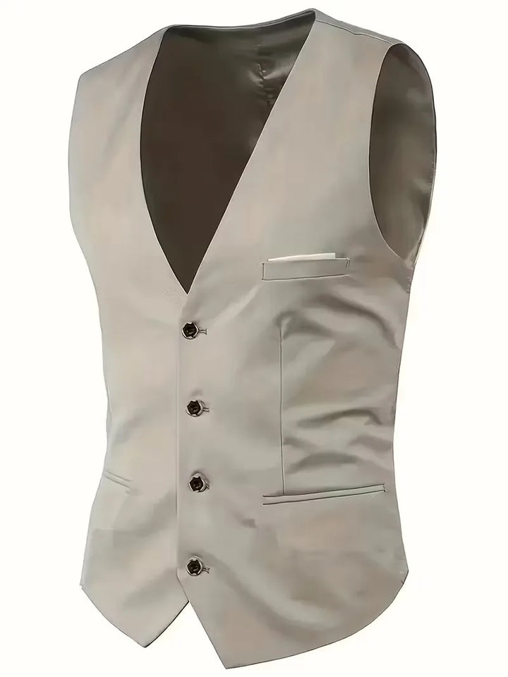 Slim-Fit-Dreiteiler für Herren – Eleganter, formeller Stil mit glänzender Oberfläche