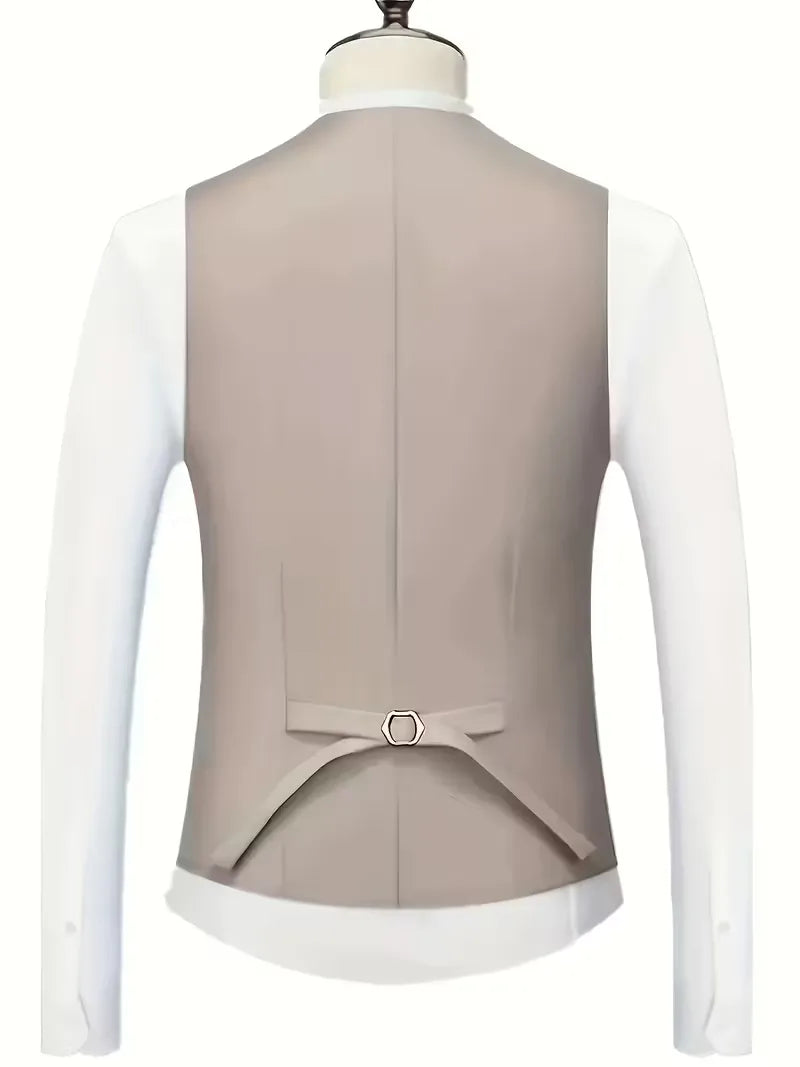 Slim-Fit-Dreiteiler für Herren – Eleganter, formeller Stil mit glänzender Oberfläche