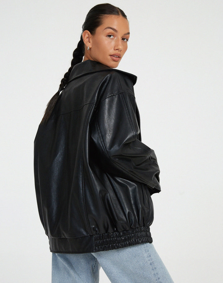 Damen Lederjacke Oversized