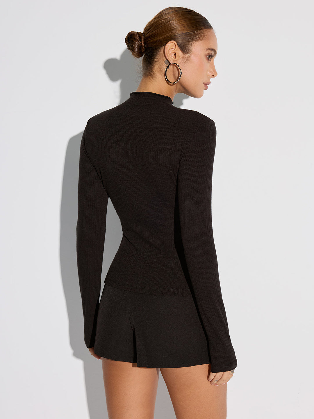 Blusa elegante de mujer manga larga – Escote de red, cuello redondo, tela suave