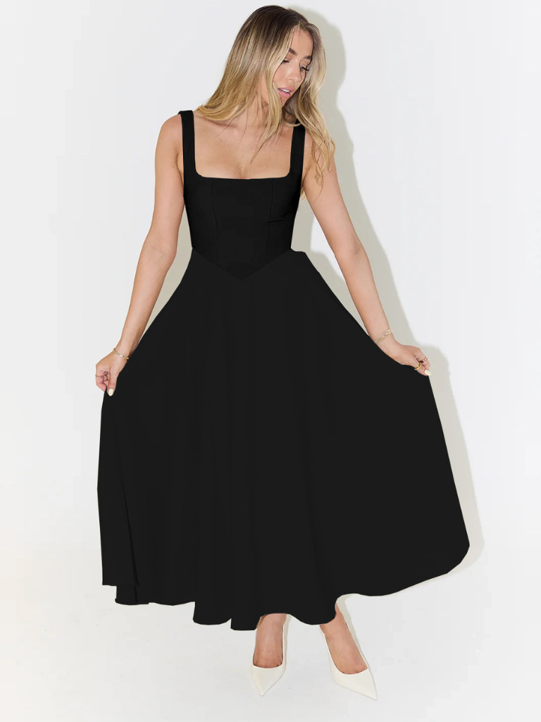 Elegantes Damenkleid mit Eckigem Ausschnitt: Stilvoll für Feste und Alltag 0