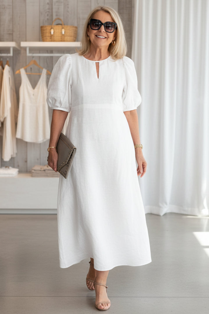 Elegantes Maxikleid mit Puffärmeln: Stilvoll für festliche Anlässe 0