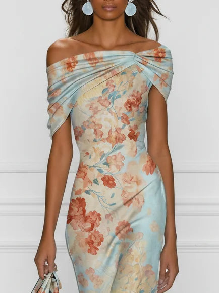 Elegantes Midikleid mit blauem Blumendruck: Femininer Look für besondere Anlässe 2
