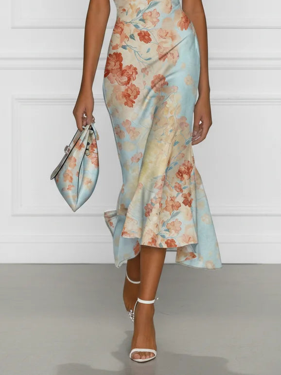 Elegantes Midikleid mit blauem Blumendruck: Femininer Look für besondere Anlässe 3