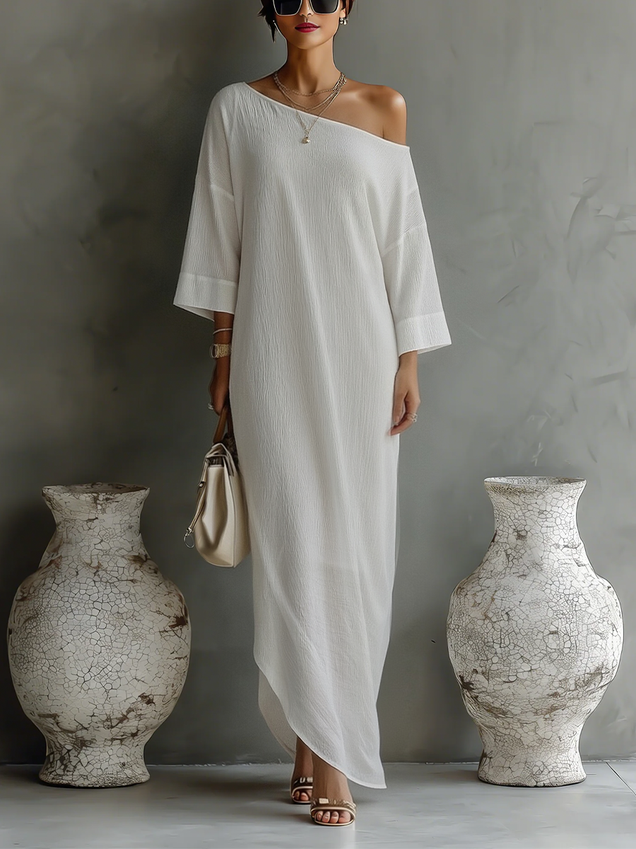 Elegantes One-Shoulder-Kleid: Fließender Look für Hochzeitsgast 0